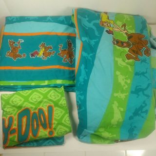Vintage Scooby Doo Twin Bed Sheets Fitted Flat Pillow Case Set 3pc Complete