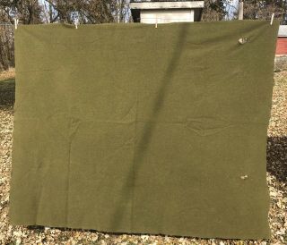 Vintage Us Army War Military Olive Green Wool Blanket 69 " X 81 " 4lb 2oz