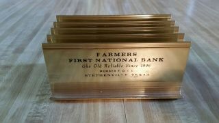 Stephenville Texas Vintage Desk Letter Holder " Farmers First National Bank ".