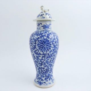 Chinese Blue And White Porcelain Baluster Vase And Cover,  19th Century