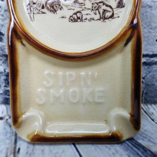Great Smoky Mountains - SIP N ' SMOKE Vintage Ceramic Coaster Ashtray Souvenir 3