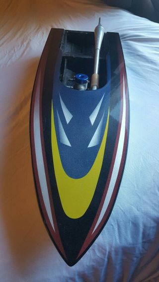 Vintage Rc Boat Inboard Wooden Cruising Speed Boat - Approx.  35 " Long With Motor