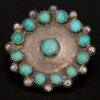 Vtg Sterling Silver - Navajo Turquoise Stone Cluster Brooch Pin - 6.  5g