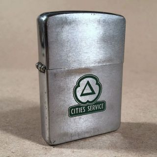 1959 Date Code Zippo Lighter Cities Service Gas Station Green Etched Logo Citgo
