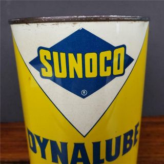 Vintage NOS FULL SUNOCO DYNALUBE Motor Oil 1 Quart CAN sign GAS STATION 3