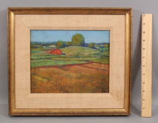 Antique Robert Amick American Western Country Barn Landscape Oil Painting Nr