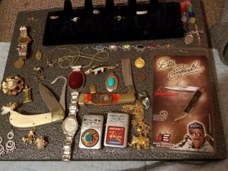 Vintage Estate Junk Drawer Pocket Knives/jewelry/925/seiko Watches/rings/lighter