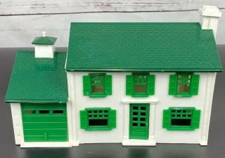 Bachmann Lh - 4 O Scale Plasticville 2 Story Colonial House Green Trim Vintage