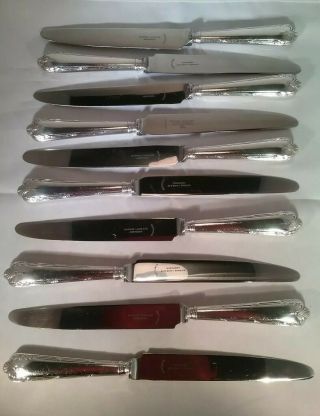 Vintage Set Of 10 Silver Plated Dinner Knives Louis Xvi Pattern Roberts & Belk