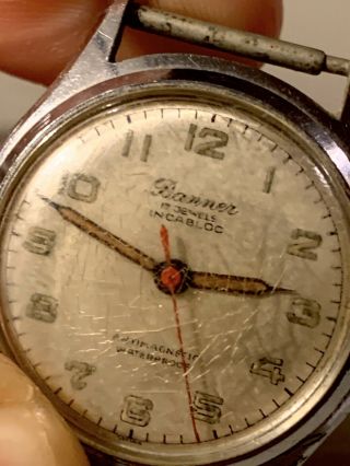 Vintage Banner 17 Jewel Incabloc Antimagnetic Mechanical Wind Swiss Watch