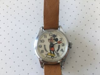 Bradley Swiss Made Vintage Mickey Mouse Watch Leather Strap