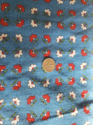 Tiny Floral On Blue Full Vtg Feedsack Quilt Sewing Dollclohtes Craft 42x35 Inch