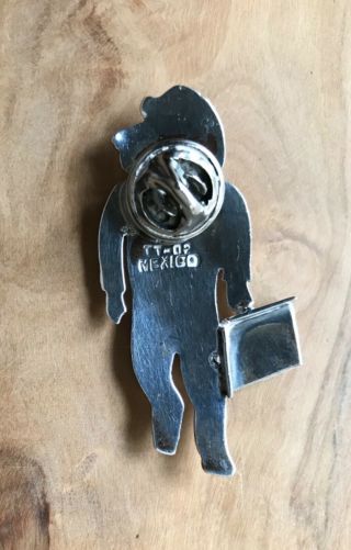 Vintage - 925 Sterling Silver TAXCO - Pin / Brooch - Cartoon Dog w Briefcase 3