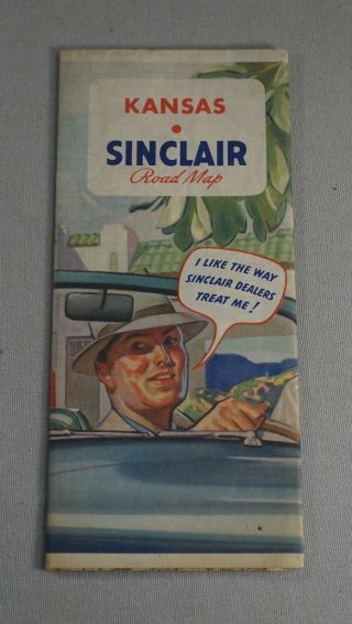 Vintage Antique Sinclair Fold Out Road Map - Kansas