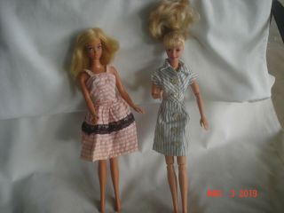 2 Mattel Blond Barbie Dolls 1 - 1966 Japan Tan Body Tnt 1 - 1994 Jointed Knees/arms