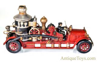 Antique 1920’s Kenton Large Cast Iron Fire Engine Pumper Truck Period Customized