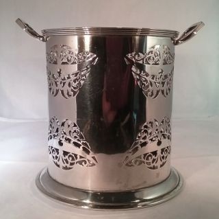 Vintage Wine Bottle Coaster Holder Silver Plated Bucket Brookes