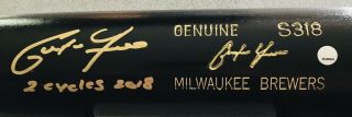 Christian Yelich Brewers Mvp Signed Ls S318 Autographed Baseball Bat Steiner Mlb