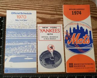 Vintage 1970 Mets & 1974 Yankees Schedules Plus Bonus 1974 Mets & (2) 2004 Expos