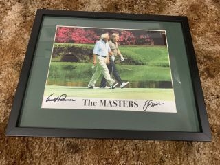 Jack Nicklaus & Arnold Palmer Signed 8x10 Photo Framed 11x14 Psa/dna Masters