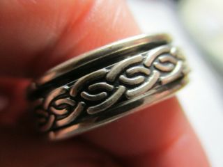 Sterling Silver 925 Estate Vintage Ladies Celtic Knot Spinner Band Ring Size 8.  5