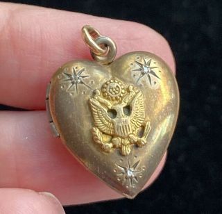 Vintage Stetson 12k Gold Filled Diamond Heart Locket Pendant Signed 1 " A005