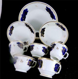 C1820 Antique Newhall Porcealin Teaware Cups & Saucers Pattern 2527