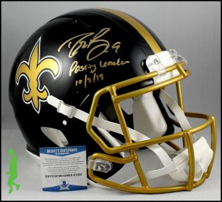 Drew Brees Autographed Signed Full Size Speed Authentic Saints Helmet Bas