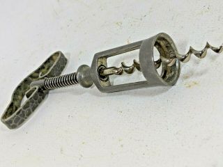 Vintage Corkscrew Wmf Spring Loaded Metal Handle Hammered Finish