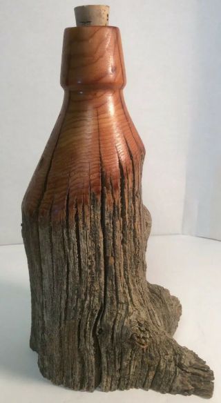 Vintage Wood Folk Art Primitive Hand Turned Made Cedar Post Vase/bottle Montana