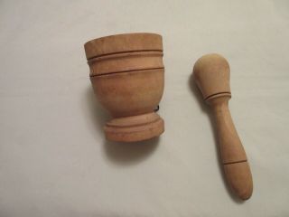 Vintage Wood Mortar And Pestle - Made In Italy