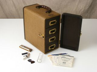 Vintage Gig Harp Microphone Guitar Tube Amp Tweed Accessory Case