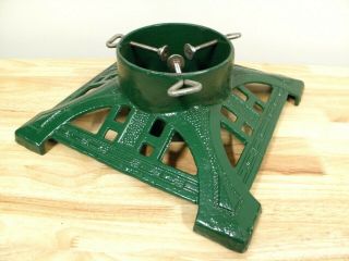 Vintage Green Ornate Cast Iron Christmas Tree Stand Heavy 14” X 14” Base
