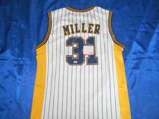 Reggie Miller Signed Autographed Nba Indiana Pacers Sewn Jersey Psa/dna