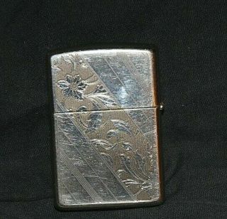 Zippo Silver Plated,  Engraved Pocket Lighter