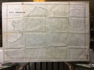 C1839 - 1841 Rare Engraving City Of Brooklyn,  Ny Map Large 42 " X 29 "