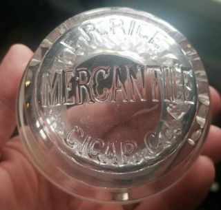 F.  R.  Rice Mercantile Cigar Co Fancy Glass Cigar Jar Lid Frosted
