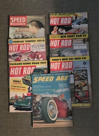 7 Vintage Hot Rod & Speed Age,  Speed Mechanics Magazines 1950 