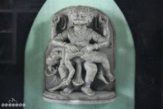 Antique Indian Hindu Relief Carved Stone / Schist Deity Stele 19th C Or Earlier