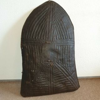 4 Old Rare Antique African Cameroon Mandara Kirdi Hunter Leather Warrior Shield 2