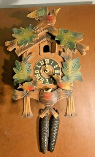 Vintage Black Forest Cuckoo Clock Feeding Birds
