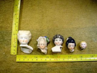 5 X Excavated Vintage Victorian Painted China Doll Head Hertwig Age 1890 A 12973