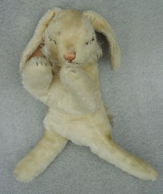 Lovely Vtg 50s Steiff Mohair Sleeping Floppy Hansi Rabbit Bunny With Bell