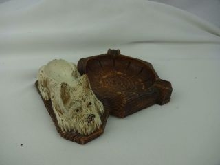 Vintage Syroco Westie Terrier Dog Pipe Rest & Ash Tray