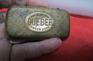 Vintage Brass Match Safe Holder Adv Dueber Watch Case