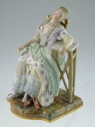 Large Antique 19th Century Meissen Porcelain Lady Figure Circa 1900