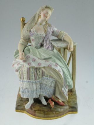 Large Antique 19th Century Meissen Porcelain Lady Figure Circa 1900 2