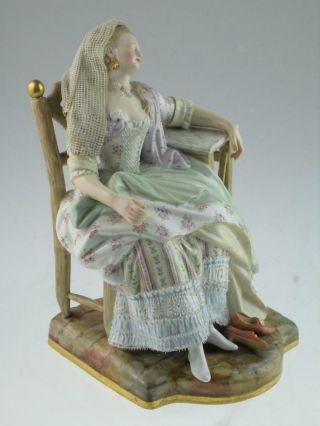 Large Antique 19th Century Meissen Porcelain Lady Figure Circa 1900 3