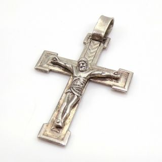 Vtg 6.  7gr Sterling Silver Jesus Crucifix Catholic Cross Religious Pendant Zp