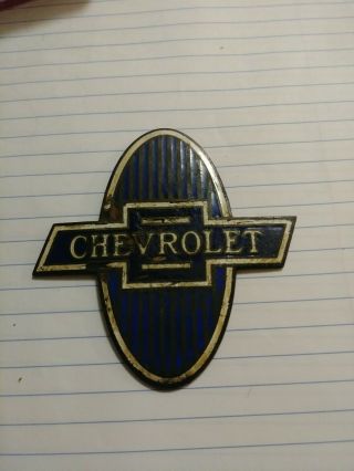 Vtg Orig Chevrolet Bowtie Oval Enamel Radiator Badge Emblem 1929 - 31